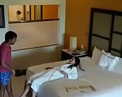 Suffocating camera affronting sex with girlfriend with hotel room