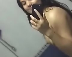Sexy girl fingering in bathroom for fixture
