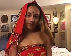 Indian slut gives white guy a blow job and be suitable acquires fucked in the bedroom