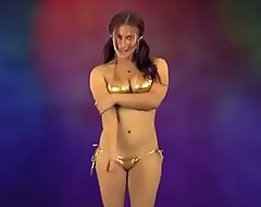 Indian girl in gold swimsuit dance