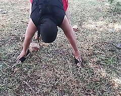 Indian Muslim Bhabhi Outdoor Public Doing Nude Yoga Risky Solo Pissing