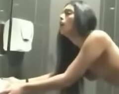 Indian girlfriend fucked from behind in public toilet