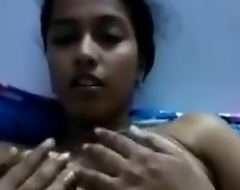Indian newrly fastened wife showing her tits together with pussy
