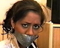 Indian girl wrap gagged and bound