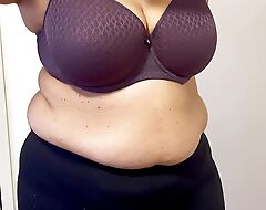 My Obese Milk Jugs Held by Brassiere and Tank Top - Indian in Dressing Room