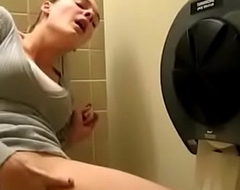 Girl squirting with regard to bathroom moaning