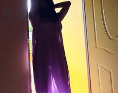 Desi girl dancing in transperent nighty boobs superficial in balcony...bouncing boobs
