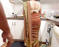 Indian Couple Liaison in the Kitchen - Saree Sex - Saree lifted up, Ass Spanked Boobs Unsettle