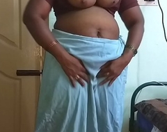 desi  indian tamil telugu kannada malayalam hindi sultry big Daddy become man vanitha enervating grey colour saree  showing big boobs and shaved pussy press firm boobs press gnaw fretting pussy self-abuse