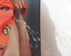 Unique Sangeeta receives hot pissing on the wall close by Telugu audio
