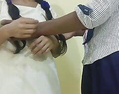 Indian schoolgirl seduces say no to tusion to fellow-feeling a amour say no to with a creampie Hindi audio