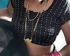 Indian Porn black saree half-shirt petticoat and panty