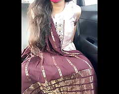 Indian Girl Aarohi video call coition in dramatize expunge car.