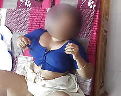 Beauty Indian bhabhi Visaakaa in down in the mouth blue half-shirt fingered and doggy style fucking