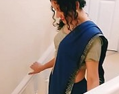 Desi youthful bhabhi strips alien saree to please u Christmas true POV Indian